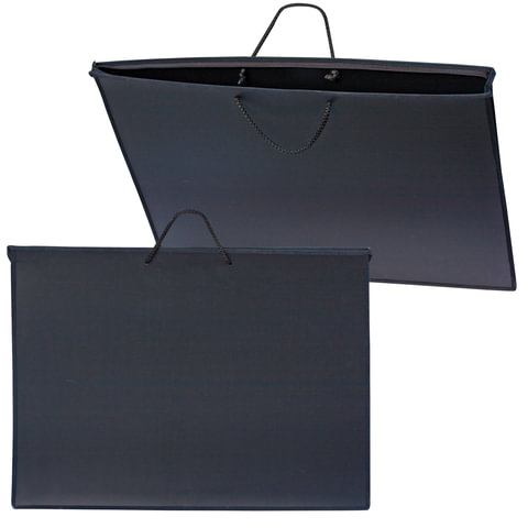 Папка для рисунков и чертежей А2, 640х470мм, с ручками, пластиковая, черная, ПР-2