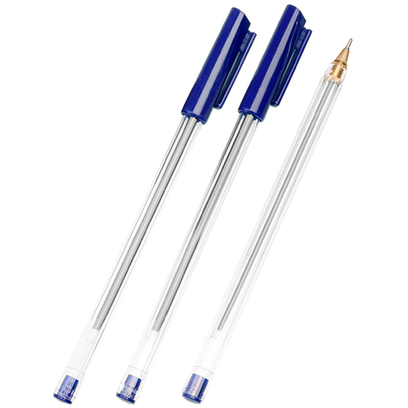 Ручка шариковая Стамм "РШ 800" синяя, 0,7мм, прозрачный корпус