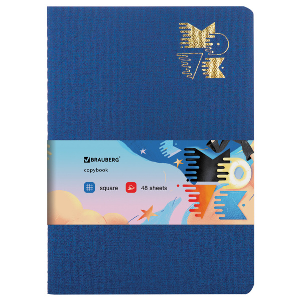 Тетрадь 48л. клетка BRAUBERG, сшивка, кожзам под рогожку, синий, MOVE Тетрадь 48л. клетка BRAUBERG, сшивка, кожзам под рогожку, синий, MOVE
