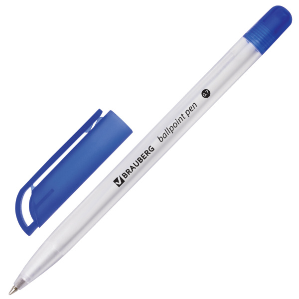 Ручка шариковая BRAUBERG "Olive pen", на масляной основе, корпус прозрачный, 0,5мм, 141476,синяя