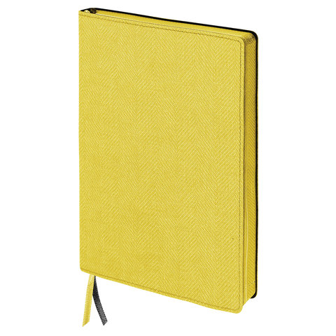 Бизнес-блокнот BRAUBERG "Tweed", А5 148x213 мм, под ткань, линия, 128 л., желтый, 110967