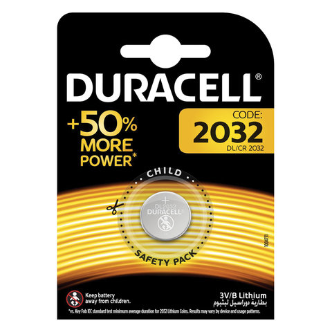 Батарейка DURACELL, CR2032, Lithium, 1 шт., в блистере, 3 В, 81469153