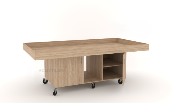 Стол для робототехники с тумбой, 2432х1332х850мм, дуб сонома, М172