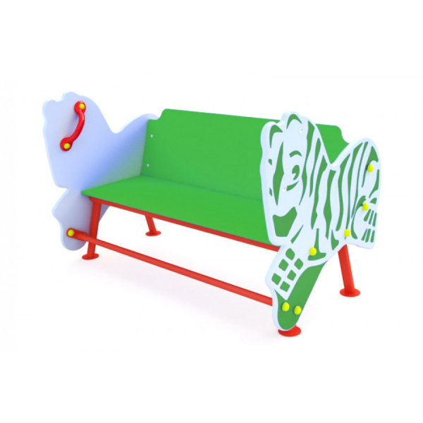 Скамейка детская "Зебра" , 2-7 лет, влагостойкая фанера, общая высота	600мм Размеры 1200x600мм