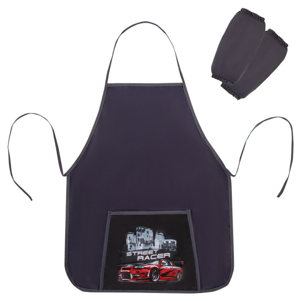 Фартук с нарукавниками ПИФАГОР, 44x55 см, 1 карман, дизайн на кармане, "Streetracer", 270196