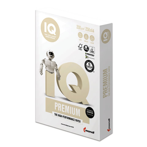 Бумага IQ PREMIUM, А4, 200 г/м2, 250 л., для струйной и лазерной печати, А+, Австрия,420264