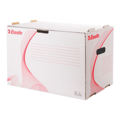 Накопитель документов ESSELTE, Архивный короб, 52,5*34*30,6см, для папок-регис., откр.сбоку, белый, 