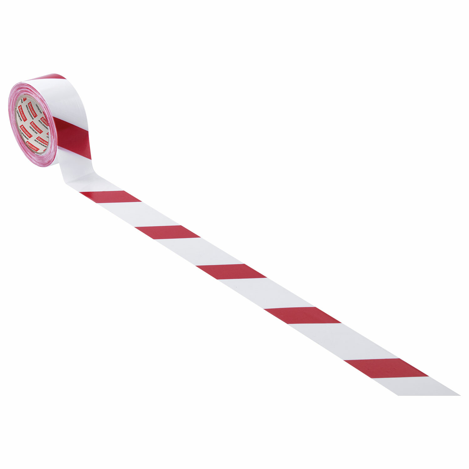 Лента сигнальная красно-белая, 50 мм х 200 м, ГРАНДМАСТЕР, основа полиэтилен, 604890