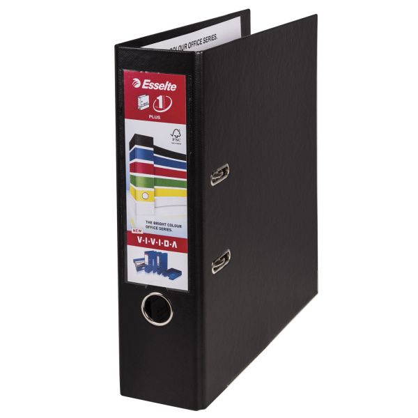 Папка-регистратор ESSELTE "VIVIDA Plus", А4+, с двухсторонним покрытием из пластика, 80 мм, черная