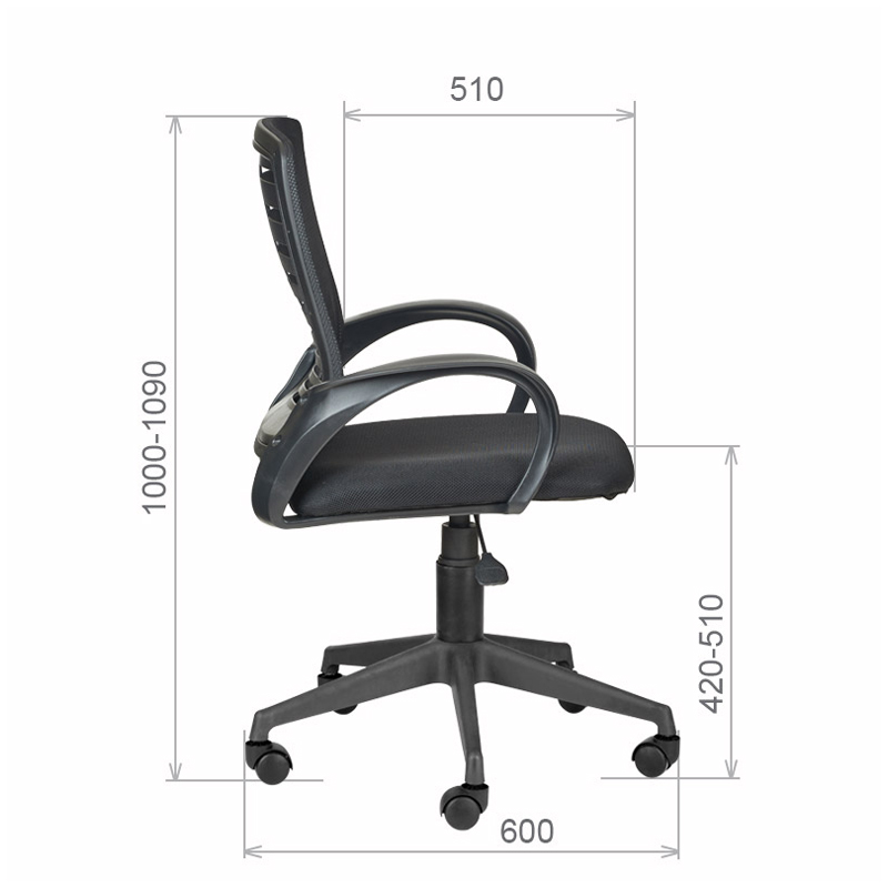 Кресло оператора Olss "Ирис", спинка сетка черная, сиденье ткань TW черная, опора-пиастра