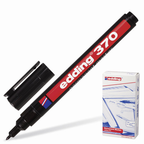 Маркер перманентный (нестираемый) EDDING 370, круглый наконечник, 1 мм, черный, E-370/1