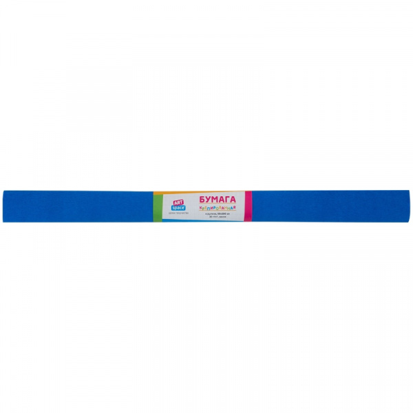 Бумага крепированная ArtSpace, 50*200см, 30г/м2, синяя, в рулоне GA18912
