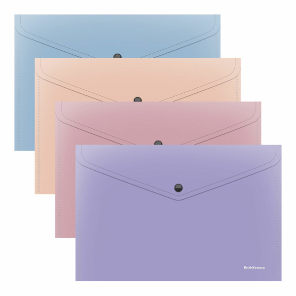 Папка-конверт с кнопкой ERICH KRAUSE "Soft Manga", А4, до 120 л., непрозрачная, ассорти, 0,18 мм, 61