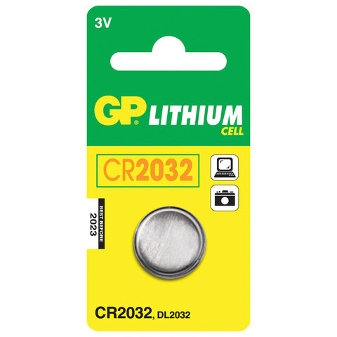 Батарейка GP (Джи-Пи) CR2032, литиевая, d=20мм, h=3,2мм, в блистере (1шт), 3В, CR2032-C1