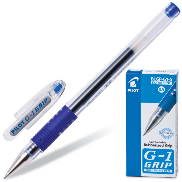 Ручка гелевая PILOT "G-1 GRIP" BLGP-G1-5, с рез.упором, 0,3 мм, синяя, 140200