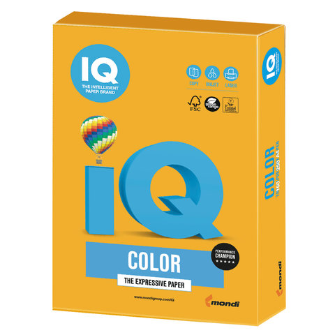 Бумага IQ color А4, 160 г/м, 250 л., умеренно-интенсив (тренд), cтарое золото, AG10, ш/к 06985