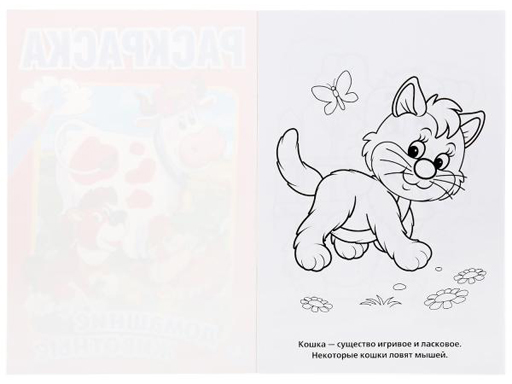 224515 Домашние животные.Первая раскраска малый формат.Формат:145х210 мм. Объем:16 стр.Умка в к.50шт