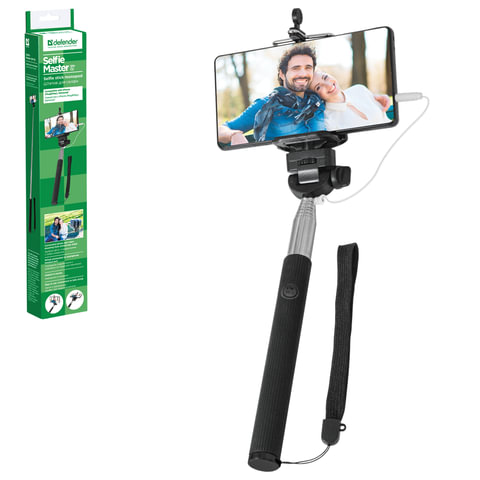Штатив для селфи DEFENDER "Selfie Master SM-02", проводной, зажим 50-90 мм, длина штатива 20-98 см, 