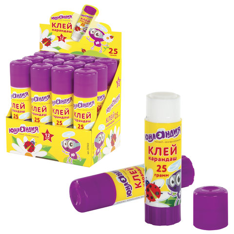 Клей-карандаш ЮНЛАНДИЯ "ЮНЛАНДИК И БОЖЬЯ КОРОВКА", 25 г, улучшенный 