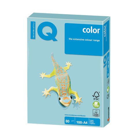 Бумага IQ color, А4, 80 г/м2, 100 л., пастель голубая MB30