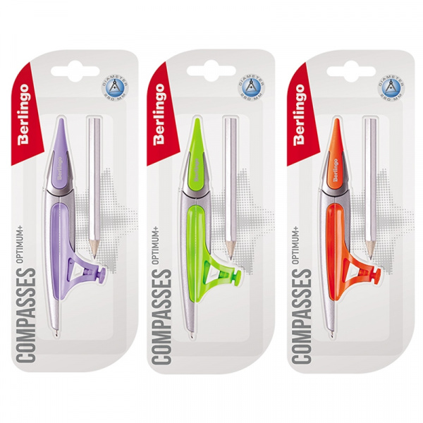 Циркуль Berlingo "Optimum+" металлический, с карандашом, 135мм, блистер CS_00201