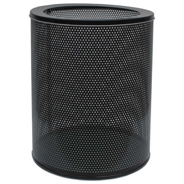 Урна-корзина металлическая для мусора 16 литров, перфорированная, черная, оцинкованная сталь, ТИТАН.