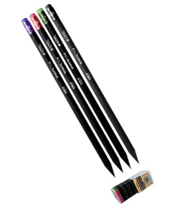 Каранд. ч/г  ADEL "Blackline" с ласт, HB, черн.дерево, цветн.корп. 12дизайн. ассор,9301,2609,0900
