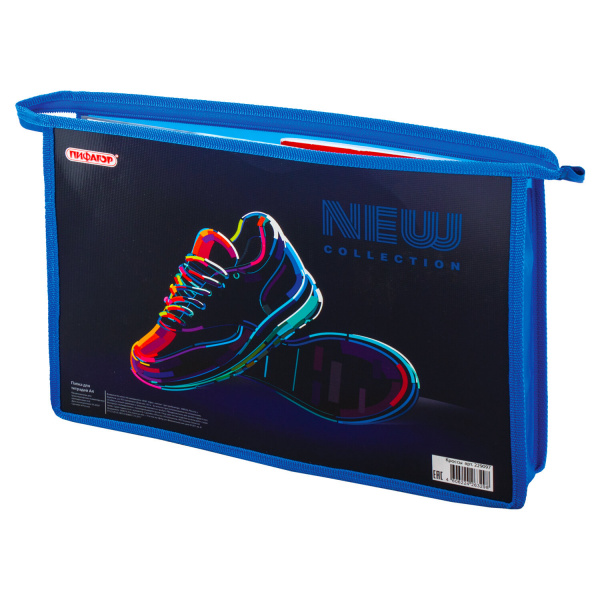 Папка для тетрадей ПИФАГОР А4, 1 отделение, картон, молния сверху, NEON, 229097