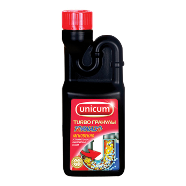 Средство для прочистки канализационных труб 600 г, UNICUM (Уникум) "Tornado", гранулированное, 30402