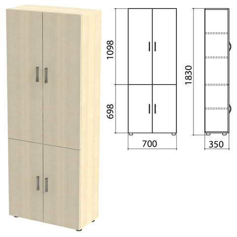 Шкаф закрытый "Канц", 700х350х1830 мм, цвет дуб молочный (КОМПЛЕКТ) 