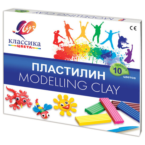 Пластилин ЛУЧ "Классика", 10 цв., 200 г, со стеком, 7С304-08