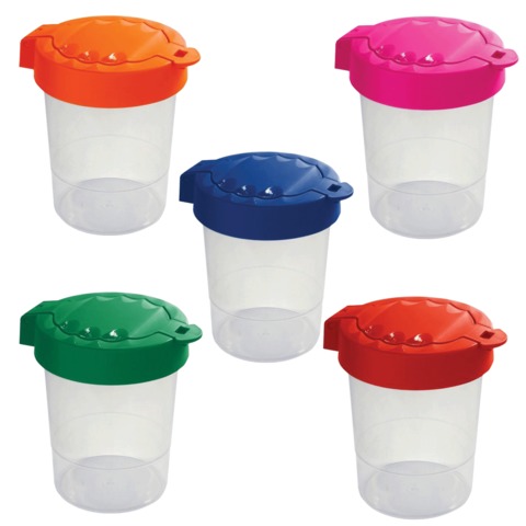 Стакан-непроливайка СТАММ "Премиум", с крышкой, ассорти, прозрачный, СН350