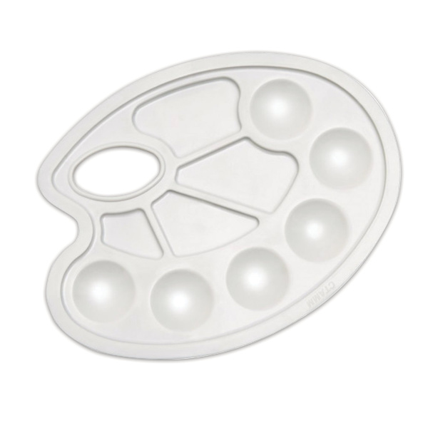 Палитра для рисования СТАММ пластиковая, овальная, 6 отд. для красок и 4 отд. для смешивания, ПА01 