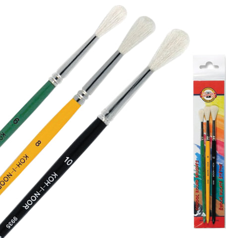 Кисти KOH-I-NOOR, набор 3 шт. (коза круглая № 6, 8, 10)