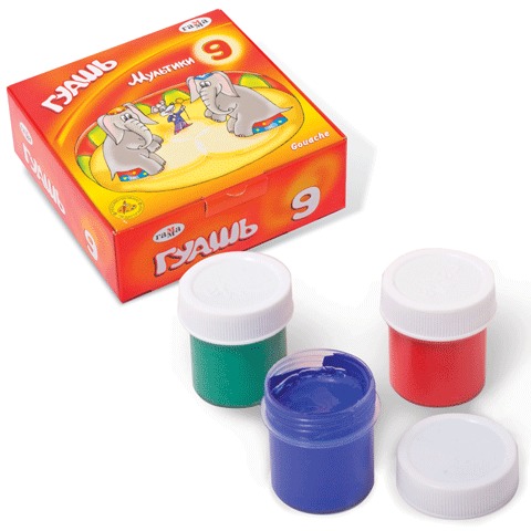 Гуашь ГАММА "Мультики",  9 цв., 20 мл, 221031