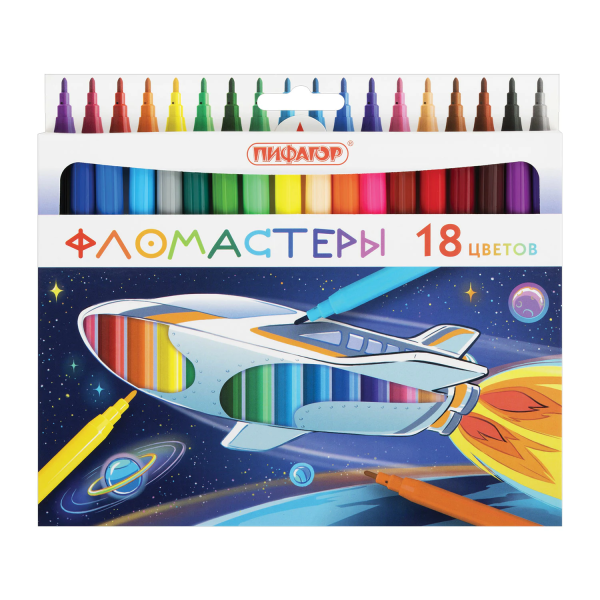 Фломастеры ПИФАГОР "ЭНИКИ-БЕНИКИ", 18 цветов, вентилируемый колпачок, 151402