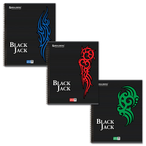 Тетрадь 96л. клетка на спирали BRAUBERG "Pro", офсет BlackJack(БлэкДжэк) Тетрадь 96л. клетка на спирали BRAUBERG "Pro", офсет BlackJack(БлэкДжэк)