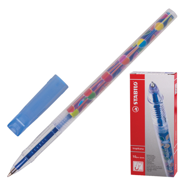 Ручка шариковая STABILO "Tropikana", корпус ассорти, толщ.письма 0,3мм, 838/41F, синяя 