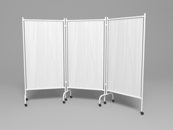 Ширма медицинская трёхсекционная МСК - 3302 на колесах. Размеры: 2400*1720 ПВХ