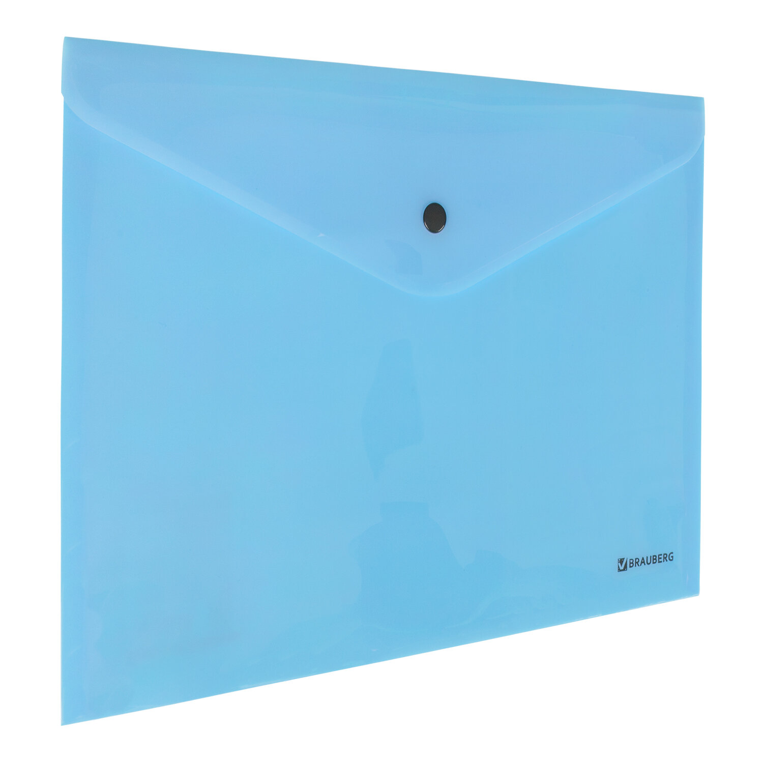 Папка-конверт с кнопкой BRAUBERG "Pastel", А4, до 100 листов, непрозрачная, аквамарин, 0,18 мм