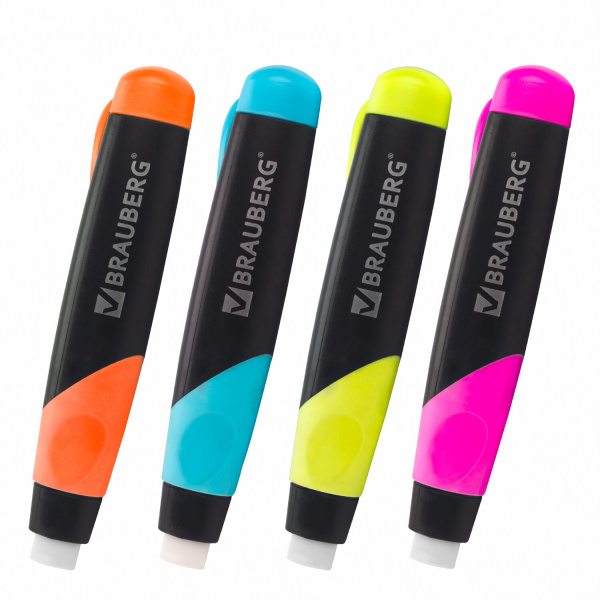 Ластик BRAUBERG "Blaster" в пластиковом футляре, выдвижная, в дисплее, ассорти