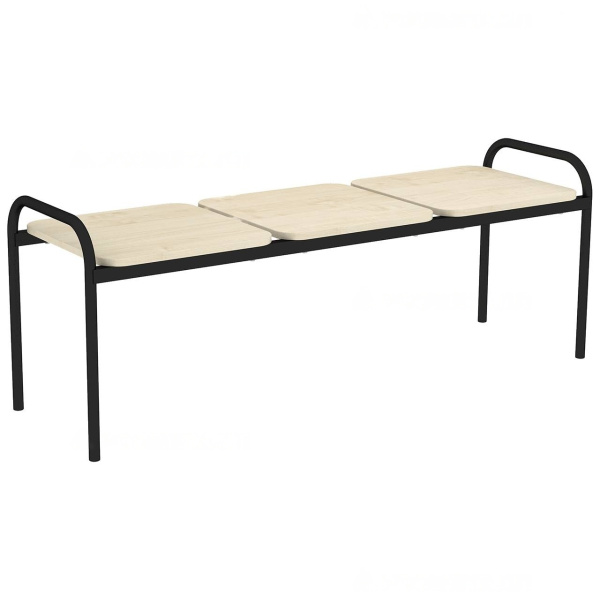 Банкетка жесткая 1300*400*400мм, м/к серый, ЛДСП клен