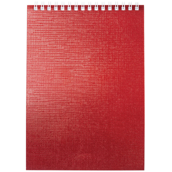 Блокнот А5 (146х205мм) 80л, гребень, бумвинил, клетка, HATBER, METALLIC Красный, 80Б5бвВ1гр