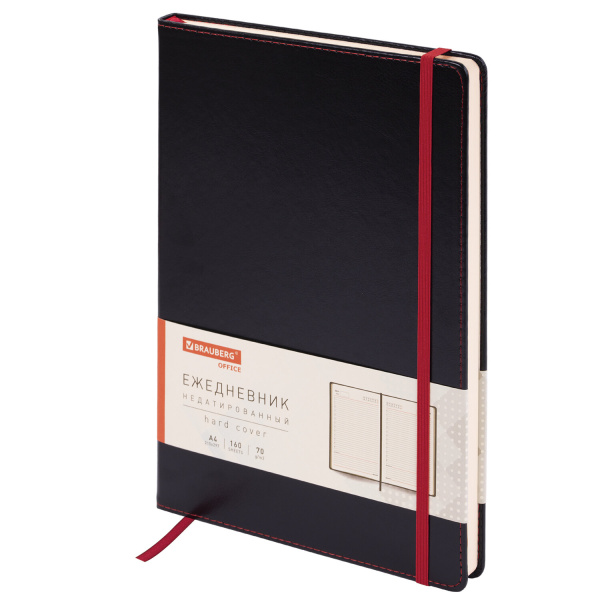 Ежедневник недатированный А4 (210х297мм) BRAUBERG "Office", 160л, черный