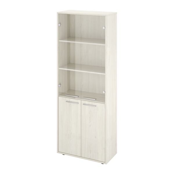 Шкаф закрытый со стеклом 700х338х1845 (КЦ14+КЦ17*2+КЦ40*2+ДБ48*2) Канцлер