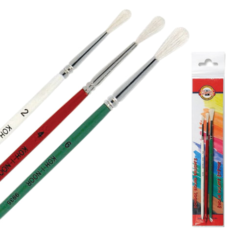 Кисти KOH-I-NOOR, набор 3 шт. (коза круглая № 2, 4, 6), подвес, 9935S03001PS