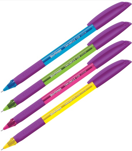 Ручка шариковая Berlingo "Triangle 110 Color" синяя, 0,7мм, грип, корпус ассорти CBp_07115