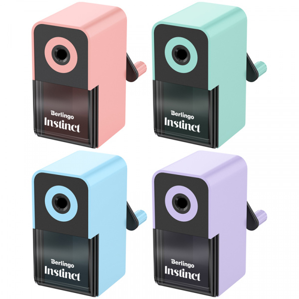 Точилка механическая Berlingo "Instinct", цвета в асс., пласт. корпус, инд. упак. BM1265