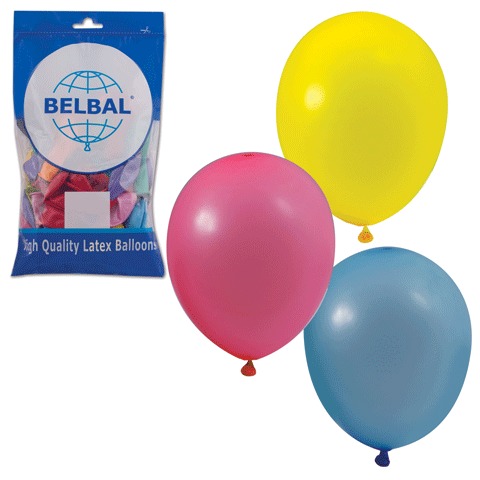 Шары воздушные 10"(25см), КОМПЛЕКТ 50шт., 14 цветов, в пакете, 1101-0032 супер -ассорти 