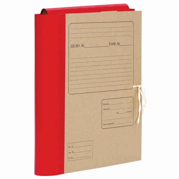 Папка архивная с завязками 80мм, крафт, корешок - бумвинил, 4 завязки 